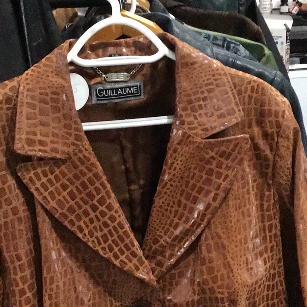 Guillaume Leather Jacket Croc Print